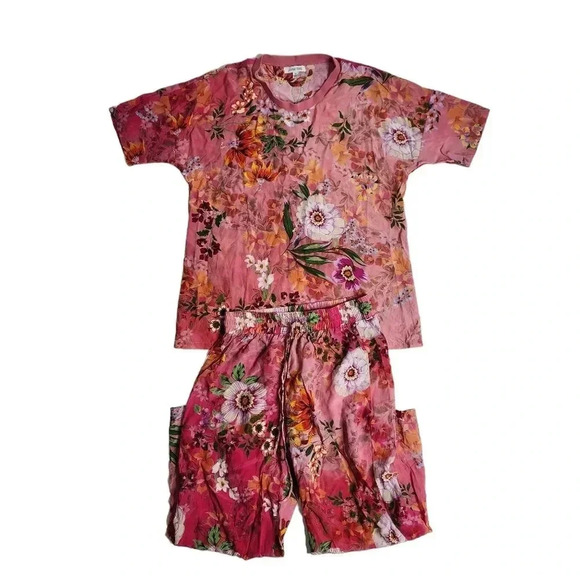 Johnny Was Bethia Cropped Floral Print Pajama Set Size XS - Picture 1 of 7